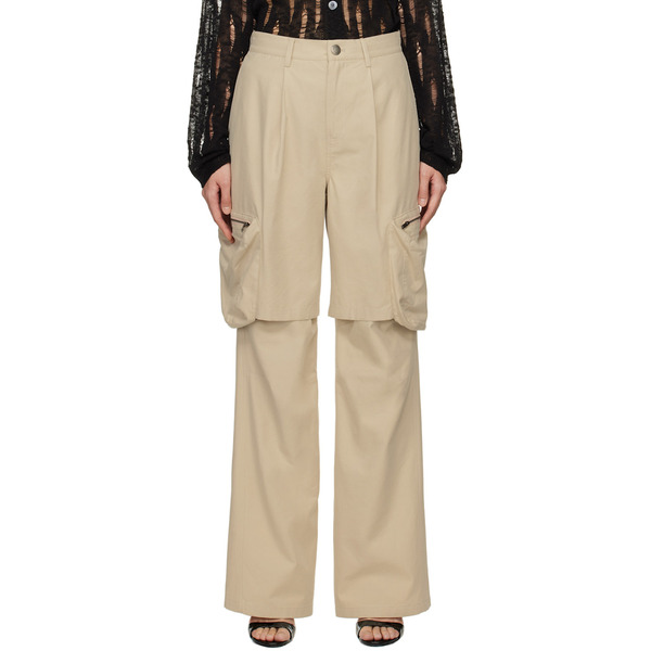  Lesugiatelier Beige Layered Cargo Pants 