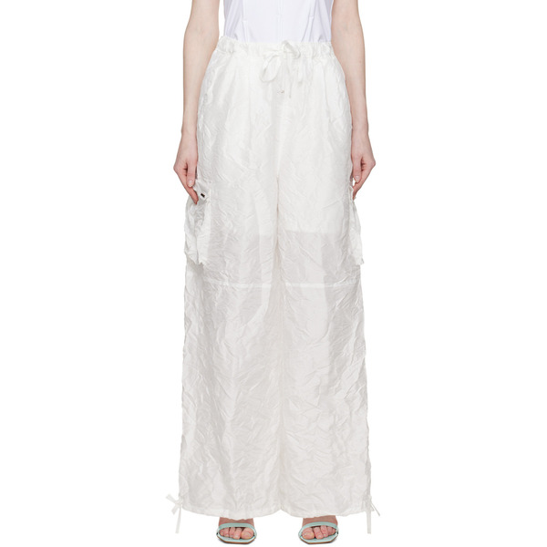  Lesugiatelier White Crinkle Trousers 