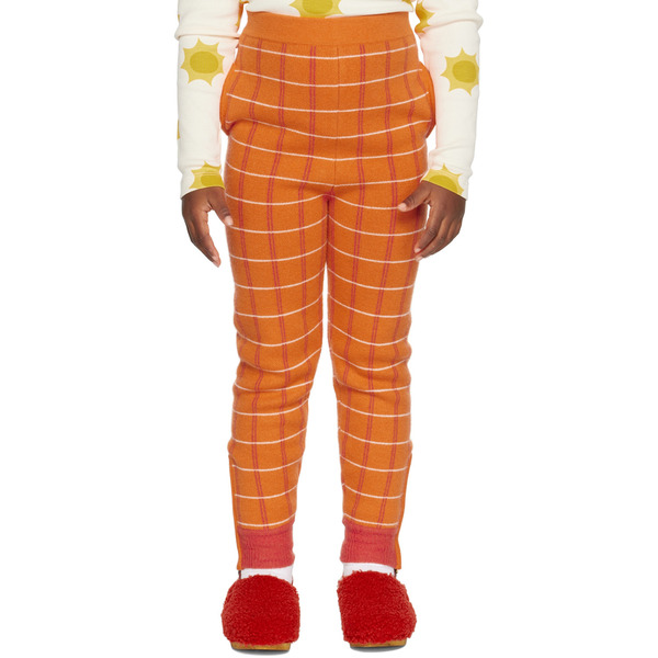  Ligne Noire Kids Orange Check Lounge Pants 