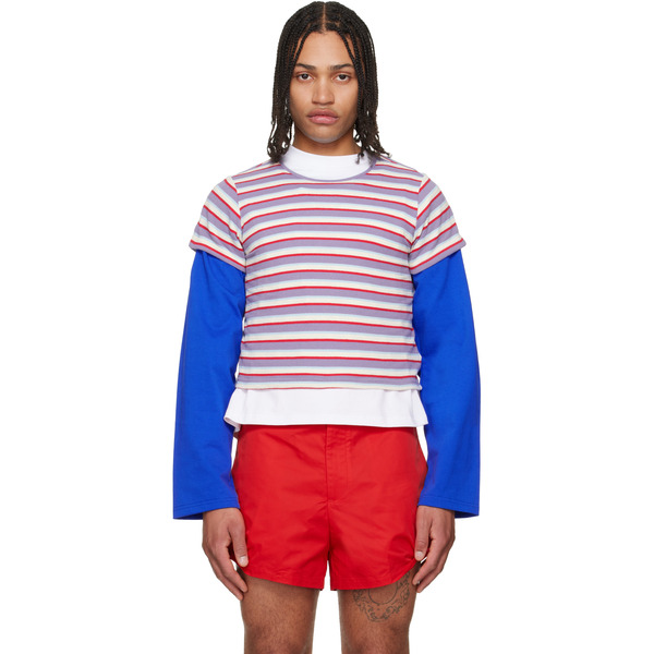  Lii Purple & Red Cropped Stripe T-shirt 