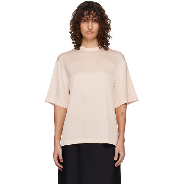  Lisa Yang Pink Silk Oversized Round Neck T-shirt 