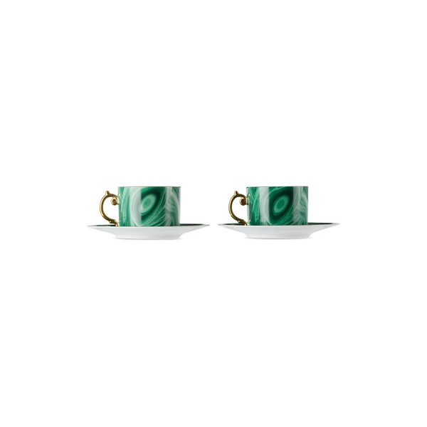 L'objet Green Malachite Tea Cup & Saucer Set, 8 Oz 
