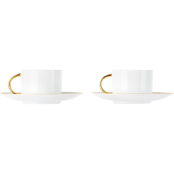 L'objet White Neptune Tea Cup & Saucer Set 