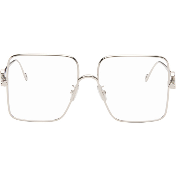  Loewe Silver Oversize Square Retro Titanium Glasses 