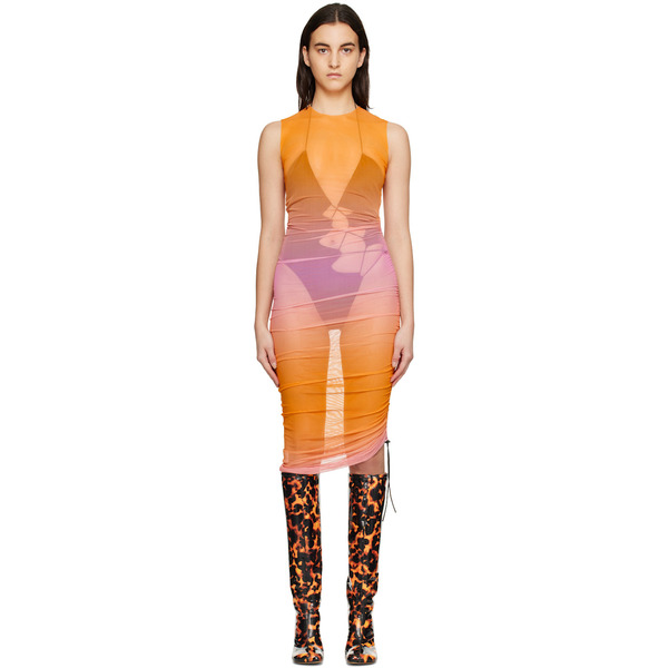  Louisa Ballou Orange Heatwave Midi Dress 