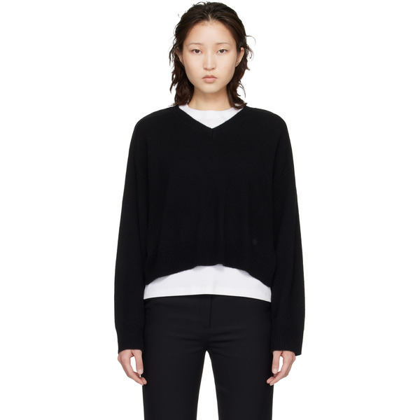 Loulou De Saison Black Anzor Lds Cashmere V Neck Sweater 