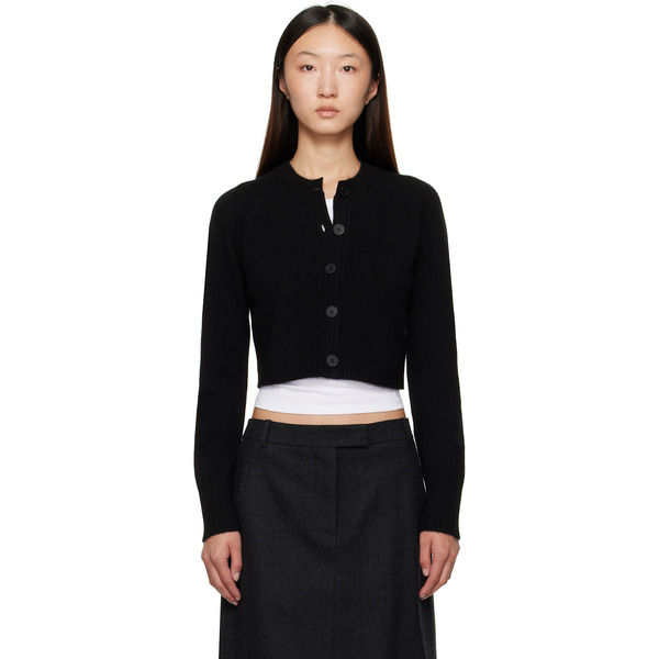  Loulou De Saison Black Zephir Cashmere Cropped Cardigan 