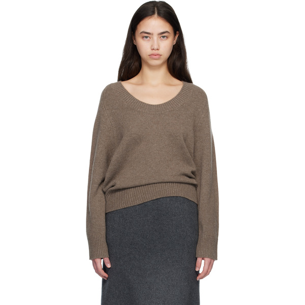  Loulou De Saison Brown Baji U Neck Cashmere Sweater 