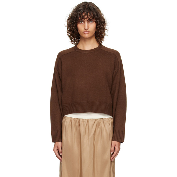  Loulou De Saison Brown Bruzzi Lds Boxy Cashmere Sweater 