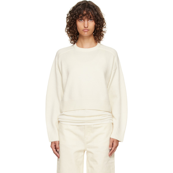  Loulou De Saison Off-white Bruzzi Lds Boxy Cashmere Sweater 