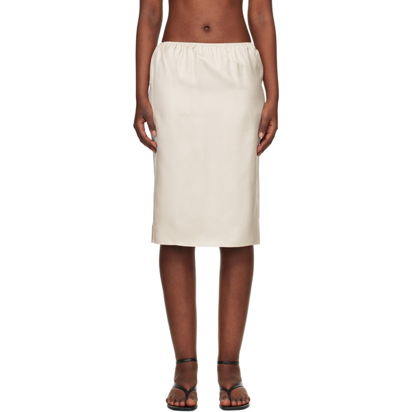  Loulou De Saison Off-white Vasali Silk Twill Midi Skirt 