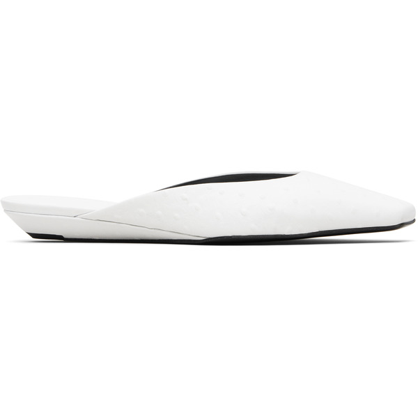  Loulou De Saison White Alix Ostrich-effect Leather Mule Flats 