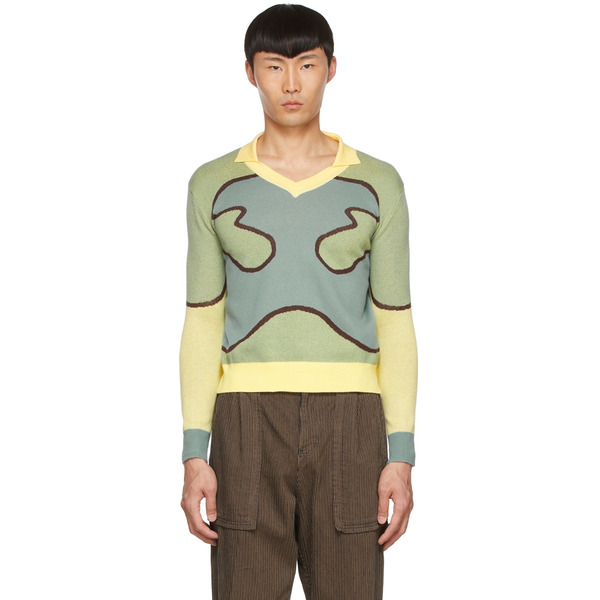  Lukhanyo Mdingi Green Cotton Sweater 