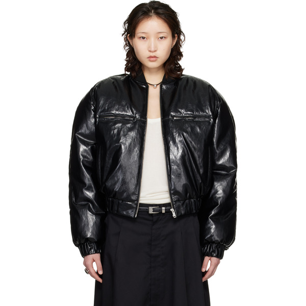  Lu'u Dan Black Riot Faux-leather Bomber Jacket 