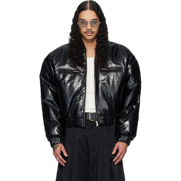 Lu'u Dan Black Riot Faux-leather Bomber Jacket 