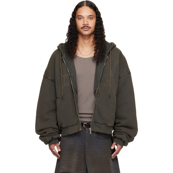 Lu'u Dan Gray Washed Out Zip Up Hoodie 