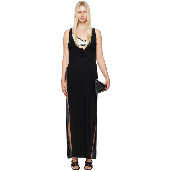  Magda Butrym Black High Leg Midi Dress 