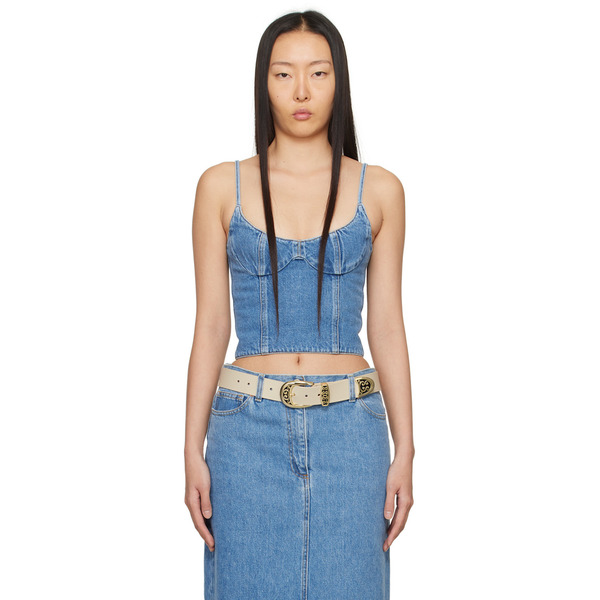  Magda Butrym Blue Paneled Denim Tank Top 