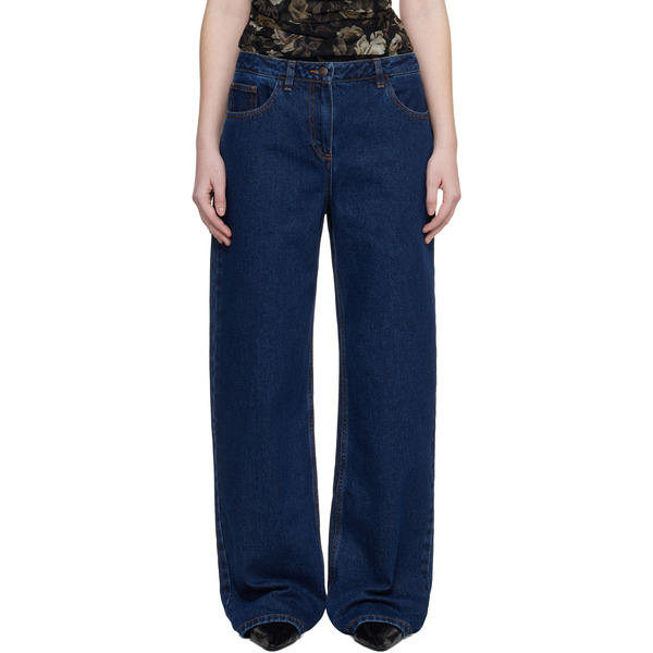  Magda Butrym Navy Loose-leg Faded Jeans 