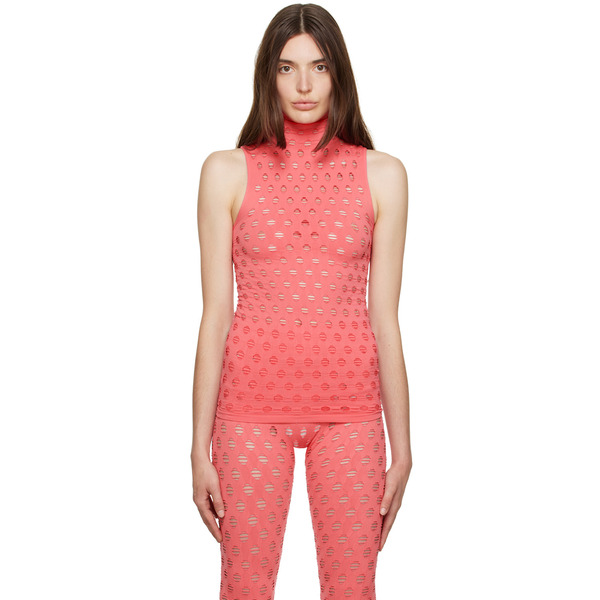  Maisie Wilen Pink Perforated Tank Top 