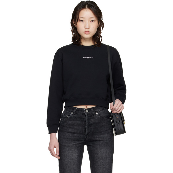  Maison Kitsuné Black 'maison Kitsuné Paris' Cropped Sweatshirt 