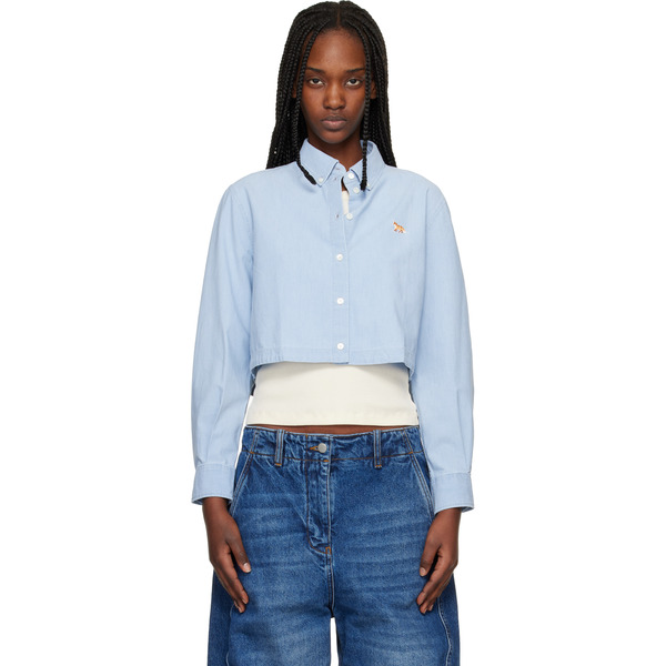  Maison Kitsuné Blue Baby Fox Cropped Shirt 