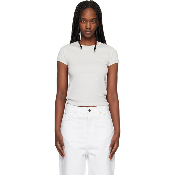  Maison Kitsuné Gray Contrasted Rib Fitted T-shirt 