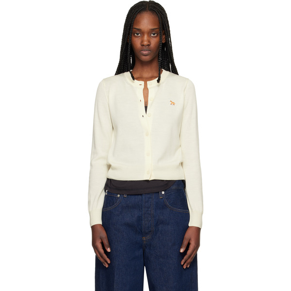  Maison Kitsuné Off-white Baby Fox Merino Regular Cardigan 