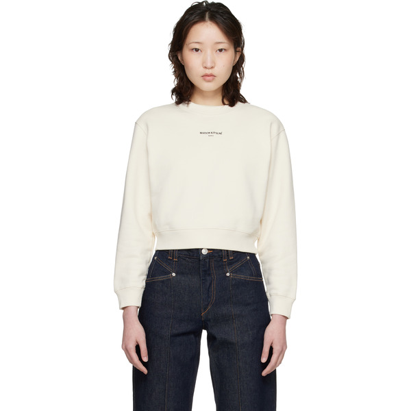  Maison Kitsuné Off-white 'maison Kitsuné Paris' Cropped Sweatshirt 