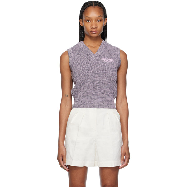  Maison Kitsuné Purple Handwriting Vest 
