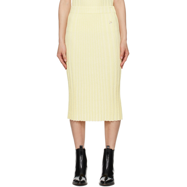  Maison Kitsuné Yellow Baby Fox Midi Skirt 