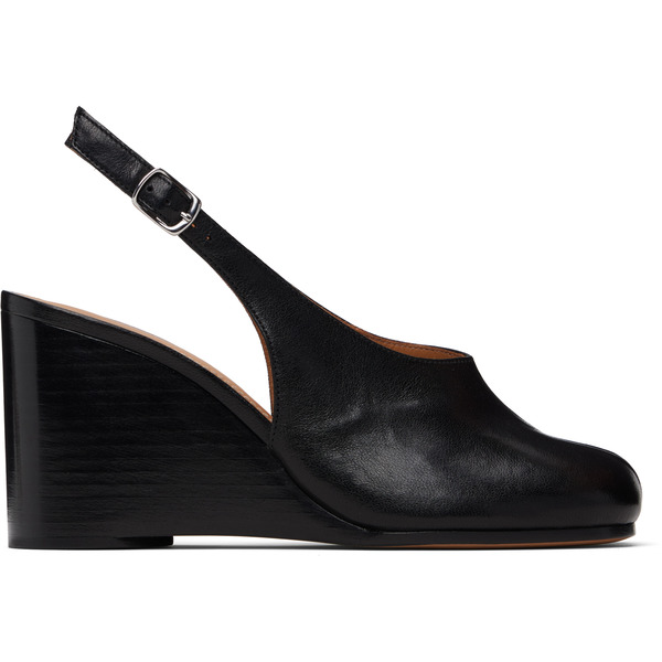  Maison Margiela Black Tabi Wedge Slingback Heels 