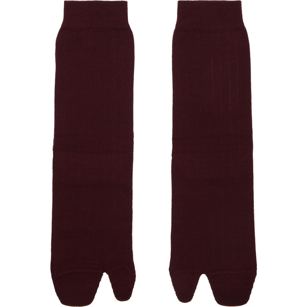  Maison Margiela Burgundy Tabi Socks 
