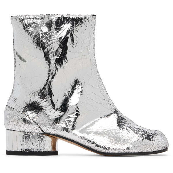  Maison Margiela Silver Tabi Mirror Boots 