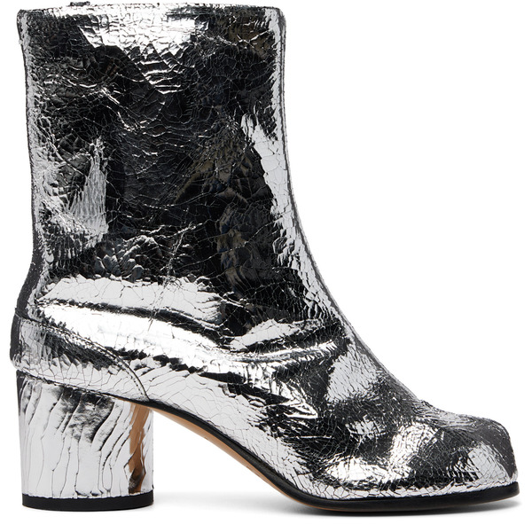  Maison Margiela Silver Tabi Mirror Boots 