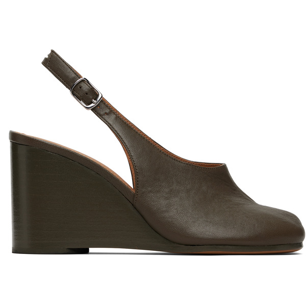  Maison Margiela Taupe Tabi Wedge Slingback Heels 
