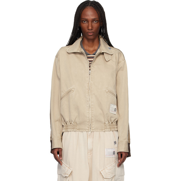  Maison Mihara Yasuhiro Beige & Khaki Front Back Combined Zip-up Jacket 