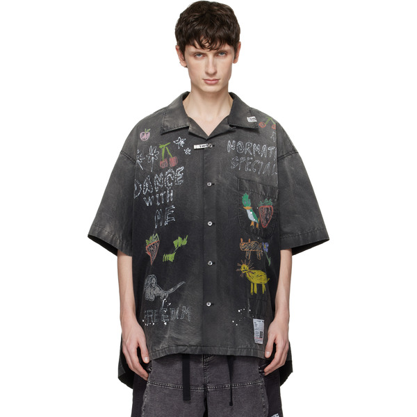  Maison Mihara Yasuhiro Black Hand Drawing Print Shirt 