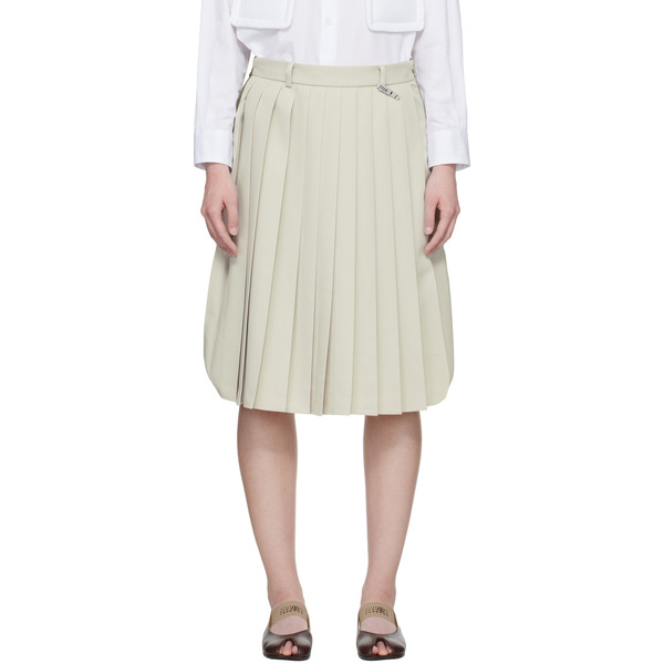  Maison Mihara Yasuhiro Green & Beige Combined Pleats Cargo Midi Skirt 