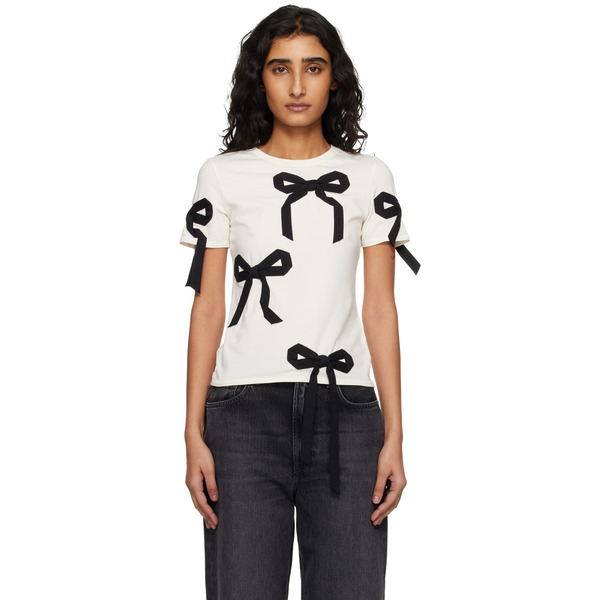  Marc Jacobs Off-white Bow Shrunken T-shirt 
