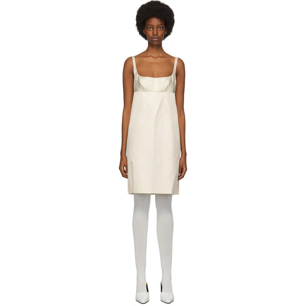  Marc Jacobs Off-white Polka Dot Glitter Mid-length Dress 