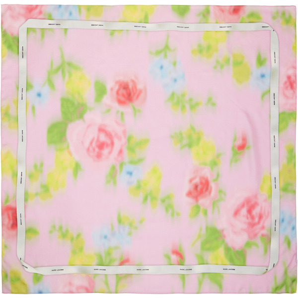  Marc Jacobs Pink Blurred Floral Silk Scarf 