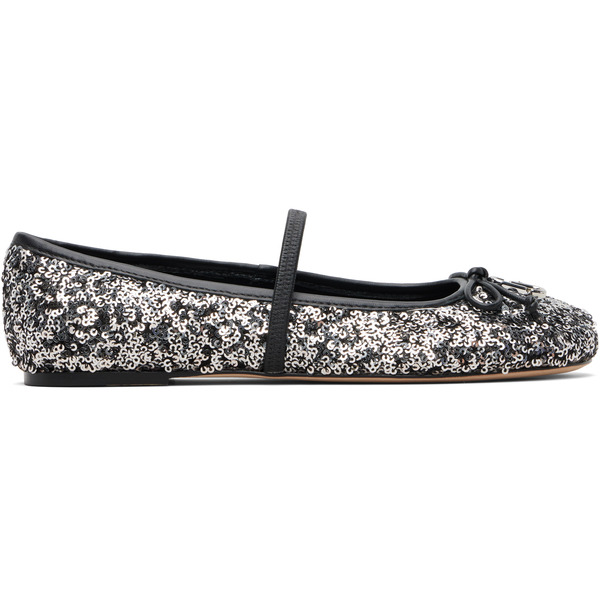  Marc Jacobs Silver & Black 'the Sequin Sabrina' Ballerina Flats 