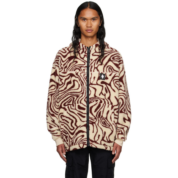  Marcelo Burlon County Of Milan Beige & Burgundy Aop Fluid Jacket 