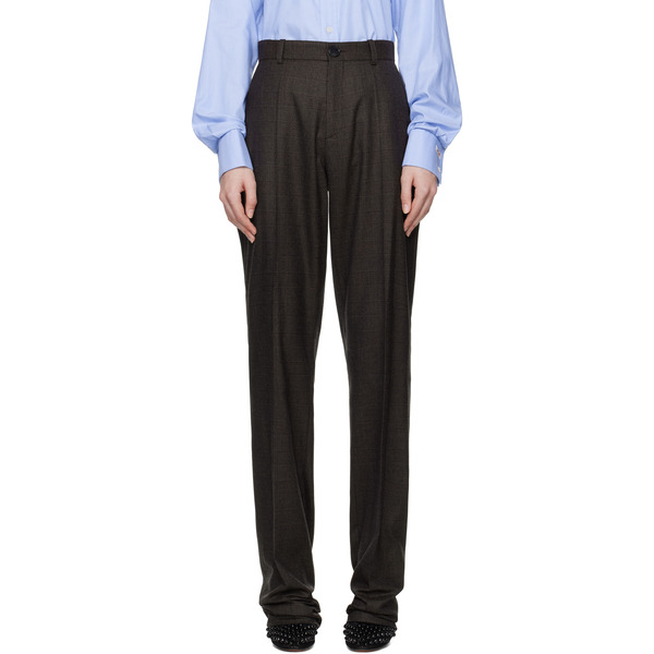  Marie Adam-leenaerdt Brown Classic Slim Wool Trousers 