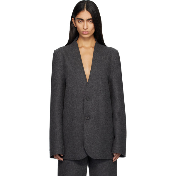  Marie Adam-leenaerdt Gray Base Classic Single Breast Blazer 