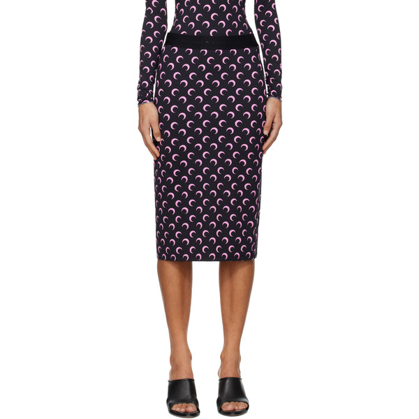  Marine Serre Black Moon Printed Jersey Midi Skirt 