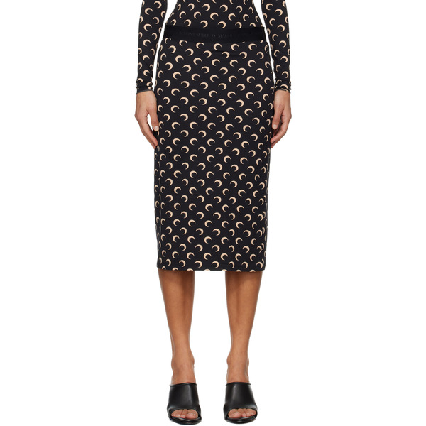  Marine Serre Black Moon Printed Jersey Midi Skirt 