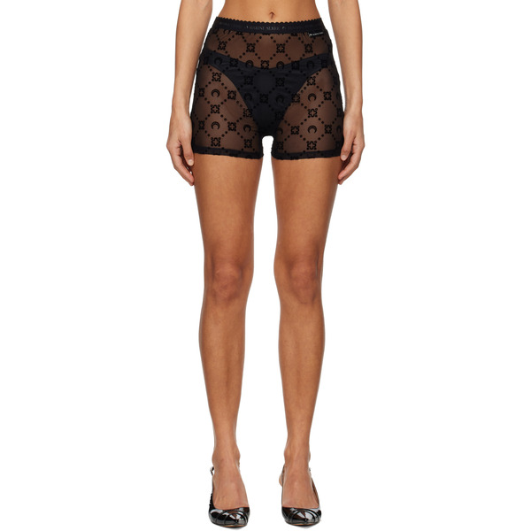  Marine Serre Black Recycled Mesh Flock Shorts 