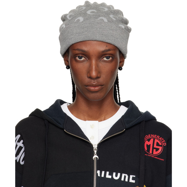  Marine Serre Gray Moon Jacquard Knit Beanie 